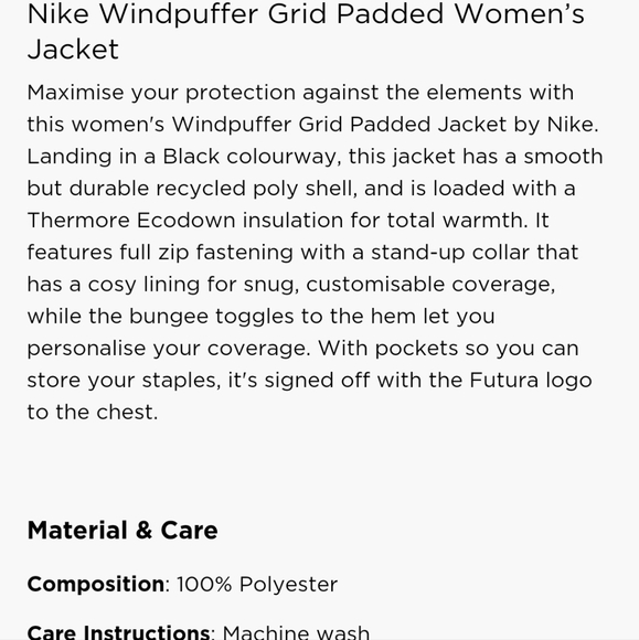 NIKE WOMENS WINDPUFFER BLACK GRID THERMA-FIT PADDED JACKET SIZE LARGE NWT - Picture 8 of 16